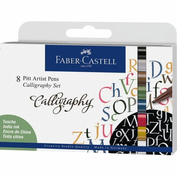 faber castell pitt artist pen calligraphy wallet of 8