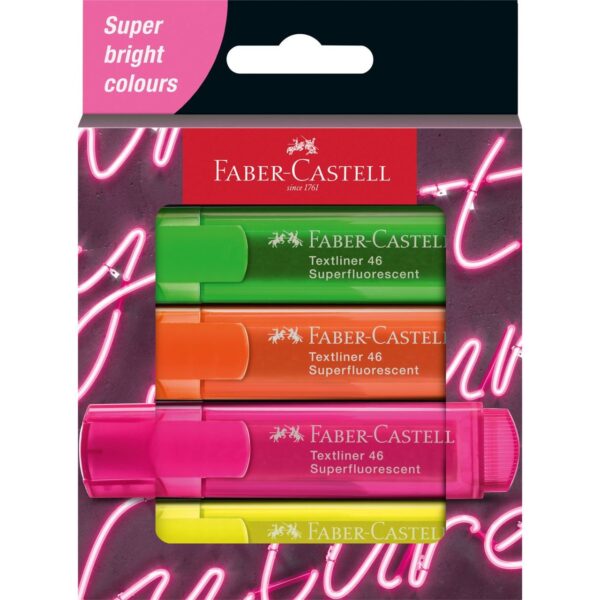Faber Super-Fluorescent Highlighter Pack of 4