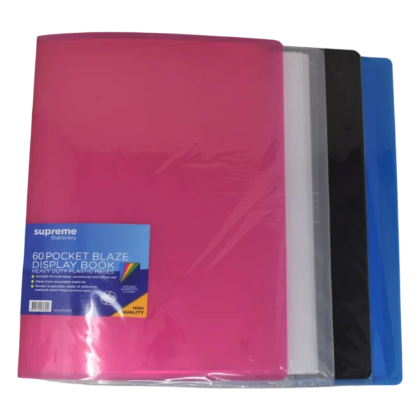 60 pocket blaze display book assorted colours