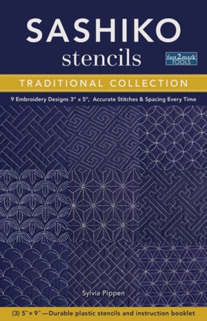 Sashiko Stencils, Traditional Collection : 9 Embroidery Designs 3" x 5", Accurate Stitches & Spacing Every Time