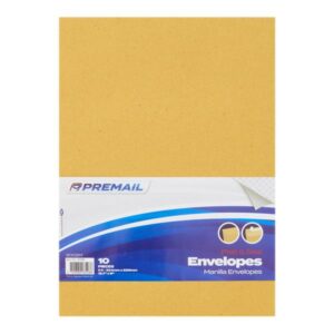 Premail Pkt.10 C4 Peel & Seal Envelopes - Manilla