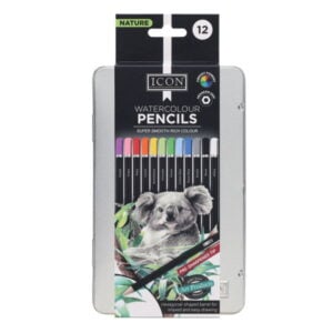 Icon Tin Box 12 Watercolour Pencils - Nature