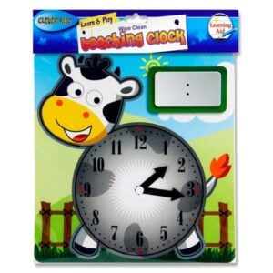 Wipe-Clean 25X26cm Teaching Clock - Cow