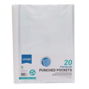 premier office pkt.20 a4 punched pockets