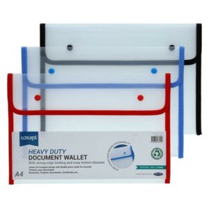 Concept A4 Heavy Duty Button Document Wallet
