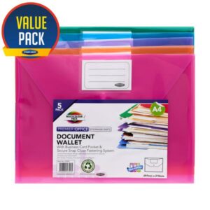 Premier Office Pkt.5 A4 My Clear Bag Button Wallets