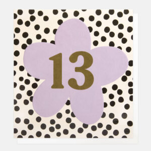 Lilac Flower On Spots 13th Birthday Card