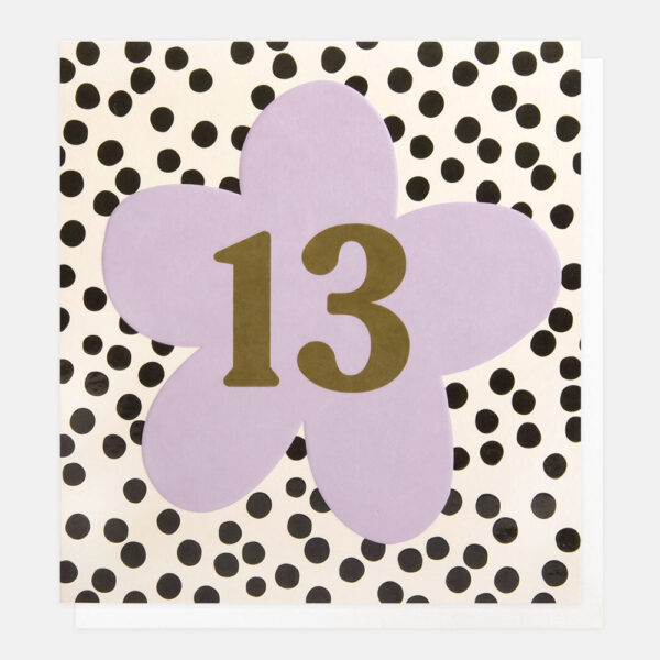 Lilac Flower On Spots 13th Birthday Card