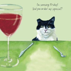 Black White Cat Greeting Card – Friday Special