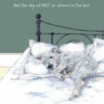 rough coated jack russell greeting card – not bed