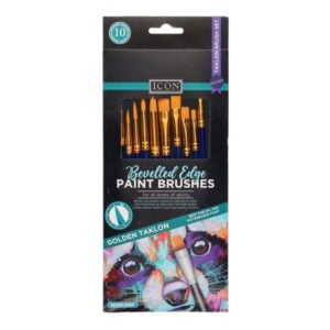 10Pce Brush Set - Golden Taklon Beveled Edge