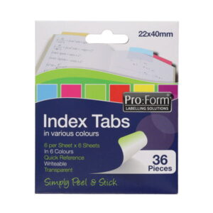 6 Colour Index Tabs - 22X40mm